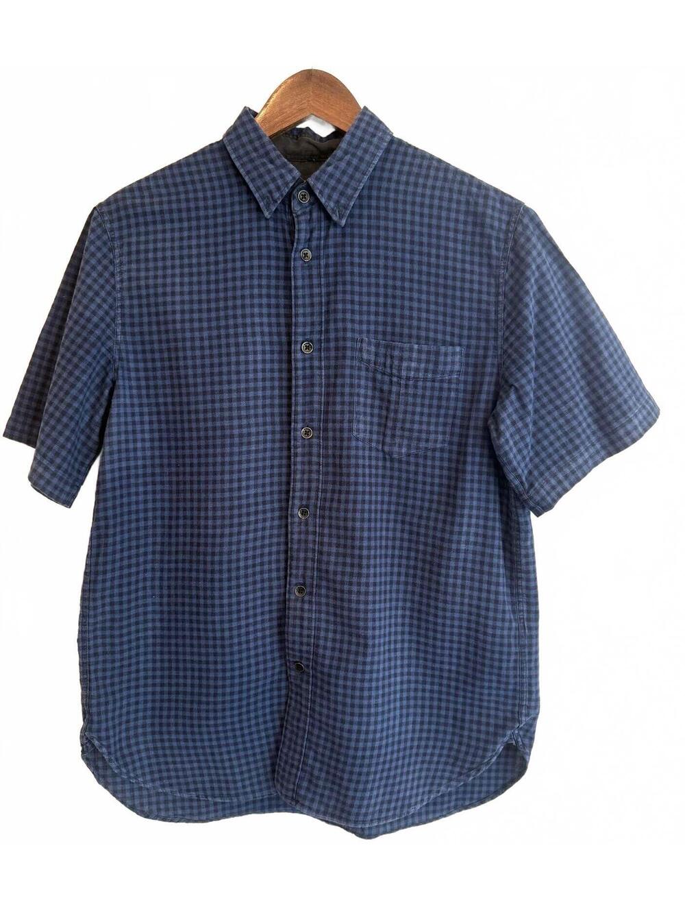 Rag & Bone Classic Fit Shirt Mens Medium Blue Check Short Sleeve Button Up